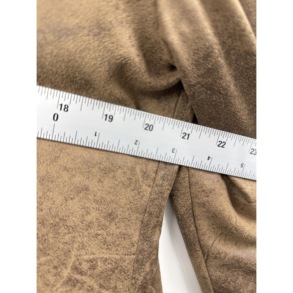 Chico's Jacket Womens 2 Brown Faux Suede Fringe Open Front Boho Western Long - Picture 6 of 9